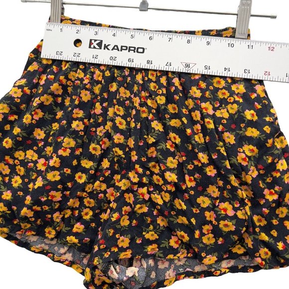 BP Women Black Floral Print Easy Pleated Mini Elastic Waist Short NWOT XXS 0022 - Picture 6 of 11